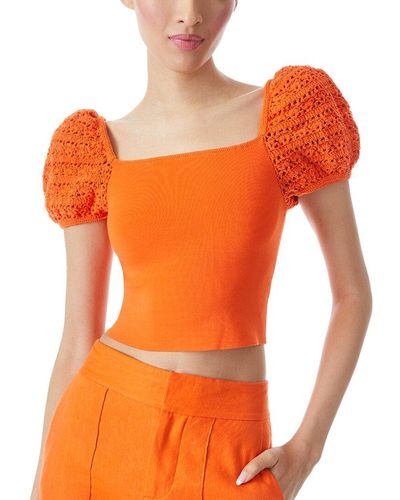 Alice + Olivia Alice + Olivia Caley Crochet Crop Top - Orange