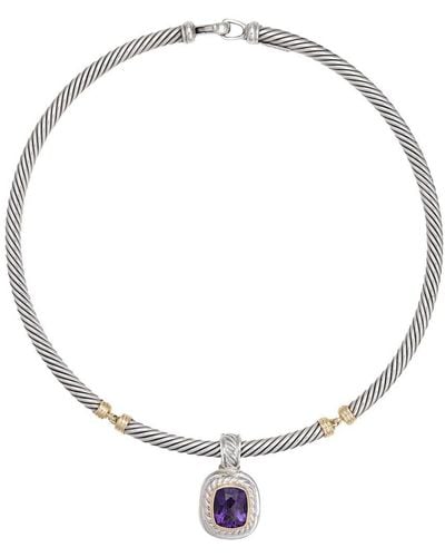 David Yurman Albion & Cable Collection 14K & Amethyst Necklace (Authentic Pre-Owned) - Metallic