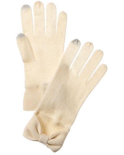 Forte Bow Cashmere Gloves - Natural