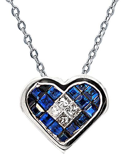 Diana M. Jewels Fine Jewelry 14k 0.67 Ct. Tw. Diamond & Sapphire Necklace - Blue