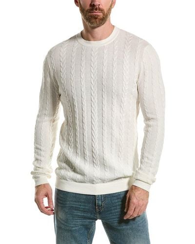 Loft 604 Cable Crewneck Sweater - White