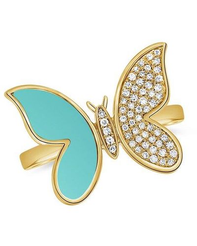 Sabrina Designs 14k 1.01 Ct. Tw. Diamond & Turquoise Butterfly Ring - Blue