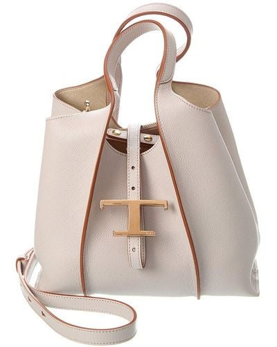 Tod's T Timeless Mini Leather Tote - Natural