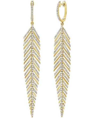 Sabrina Designs 14k 0.98 Ct. Tw. Diamond Feather Dangle Earrings - Metallic
