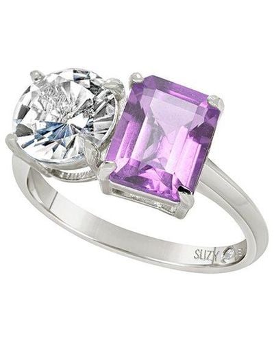 Suzy Levian Silver 5.00 Ct. Tw. Gemstone Toi Et Moi Ring - Pink