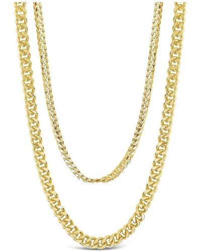 Sterling Forever 14k Plated Everyday Layered Curb Chain Necklace - Metallic