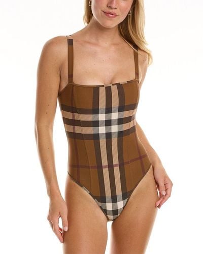 Burberry Check Print One-piece - Brown