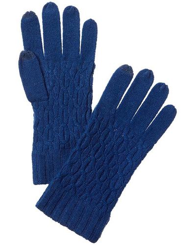 Forte Cable Texture Stitch Cashmere Gloves - Blue