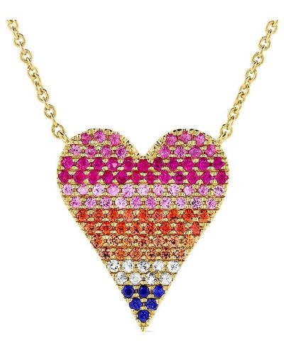 Sabrina Designs 14k 0.65 Ct. Tw. Sapphire Heart Necklace - Pink