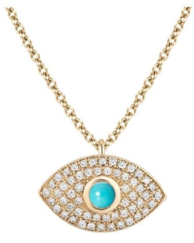 Ariana Rabbani 14k 0.57 Ct. Tw. Diamond & Turquoise Evil Eye Necklace - Metallic