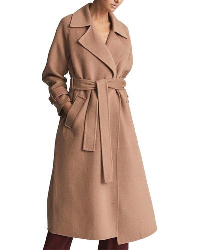 Reiss Felo Belted Blindseam Wool-blend Coat - Brown