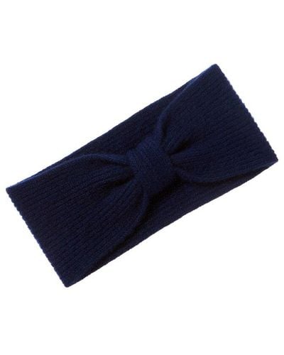 Phenix Ribbed Bow Cashmere Headband - Blue