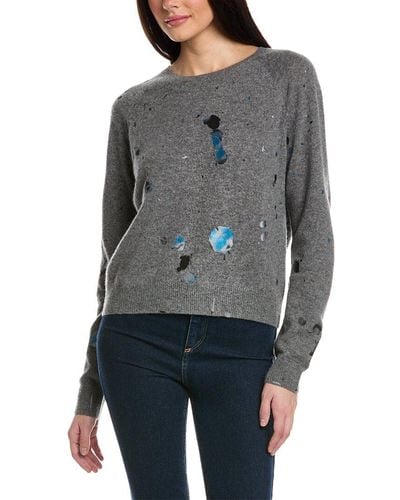 Brodie Cashmere Galaxy Splatter Sweater - Gray