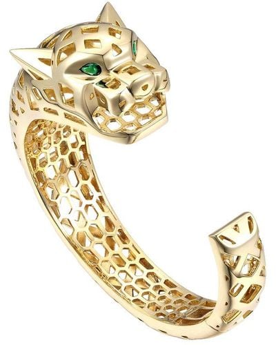 Rachel Glauber 14k Plated Cz Jaguar Cuff Bracelet - Metallic
