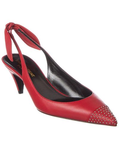 Saint Laurent Charlotte 55 Leather Slingback Pump - Red