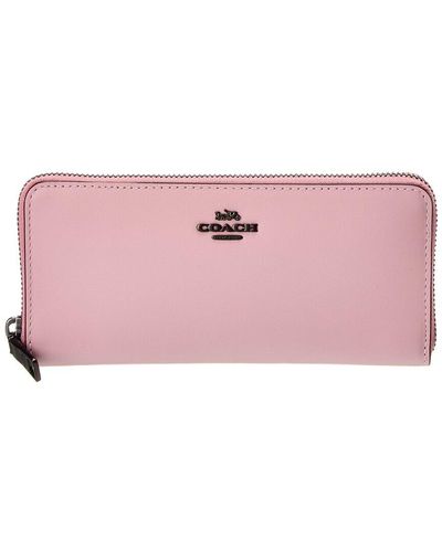 COACH Leather Slim Accordion Zip Wallet - Pink