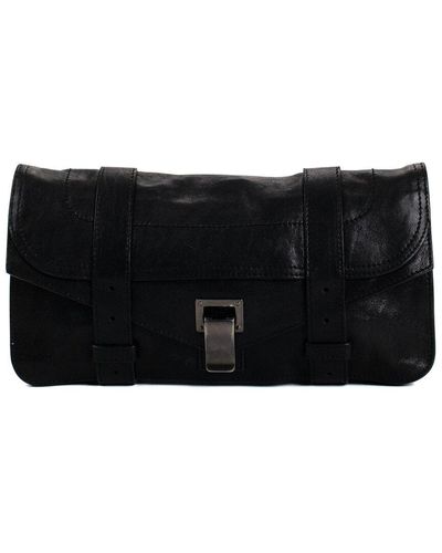 Proenza Schouler Leather Ps1 Pochette Flap Clutch Bag (Authentic Pre-Owned) - Black