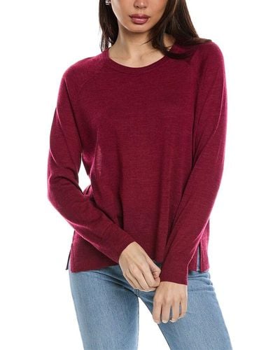 Eileen Fisher Raglan Sleeve Wool Pullover - Red