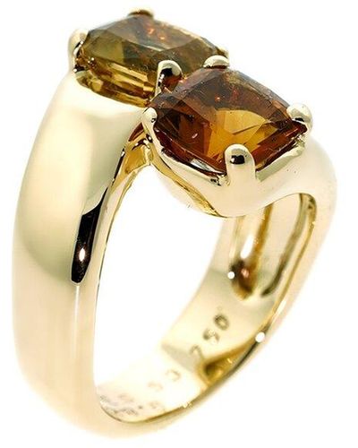 Hermès 18K 4.00 Ct. Tw. Citrine Bypass Cocktail Ring (Authentic Pre-Owned) - Metallic