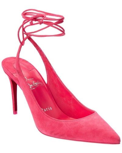 Christian Louboutin Lace-up Kate 85 Suede Pump - Pink