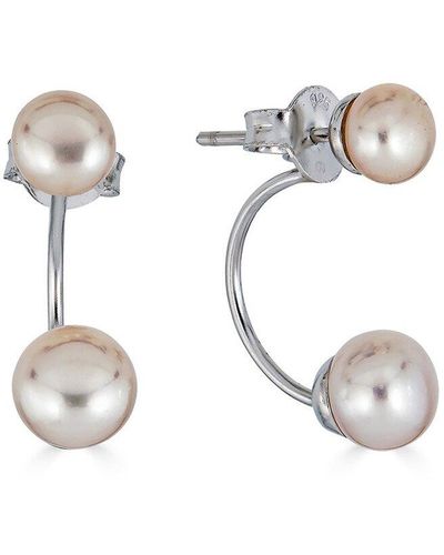 Belpearl Silver 8-6mm Freshwater Pearl Earrings - White