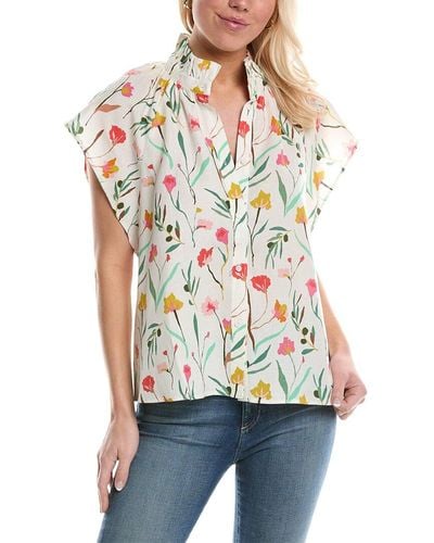 CROSBY BY MOLLIE BURCH Billie Linen-blend Blouse - Red