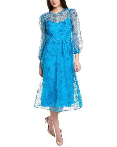 ML Monique Lhuillier Zinnia Midi Dress - Blue