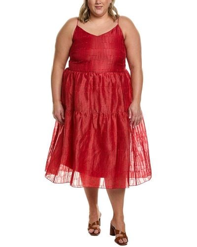 Lafayette 148 New York Plus Hartford Linen & Silk-blend Maxi Dress - Red