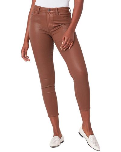 PAIGE Bombshell Cognac Luxe Coating High-rise Ankle Ultra Skinny Jean - Multicolor