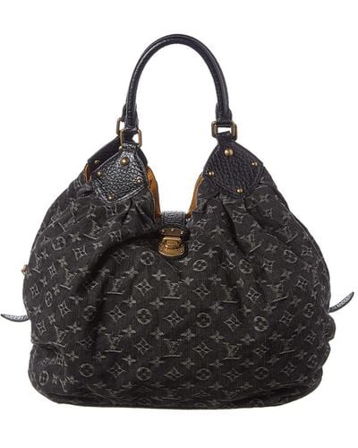 Louis Vuitton Xl Denim Fabric Hobo Bag - Black