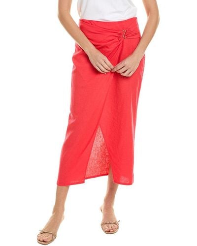 Ellen Tracy Linen-blend Wrap Skirt - Red