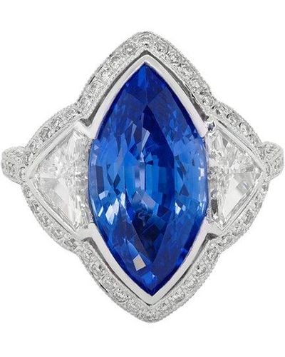 Diana M. Jewels Fine Jewelry 18k 1.41 Ct. Tw. Diamond Half-set Ring - Blue