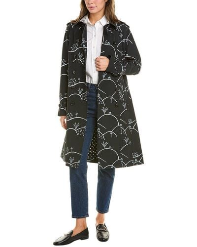 Jane Post Printed Downtown Trench Coat - Green