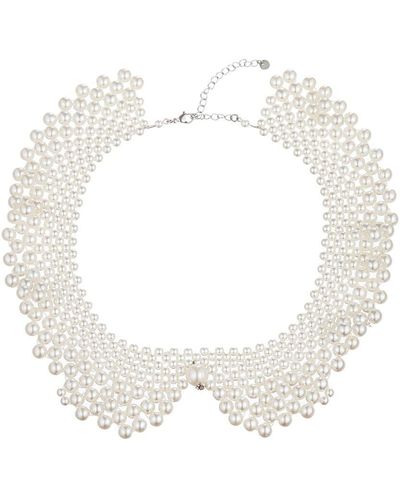 Eye Candy LA Pearl Pearly Collar Statement Necklace - White