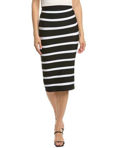 Gracia Striped Bodycon Skirt - Black