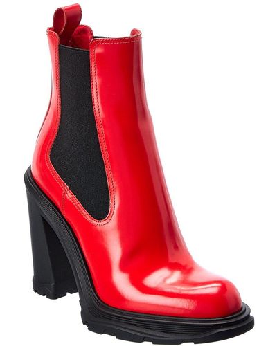 Alexander McQueen Tread Leather Chelsea Boot - Red