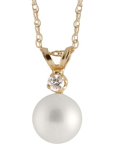 Masako Pearls 14k 0.10 Ct. Tw. Diamond & 8-9mm Akoya Pearl Necklace - White
