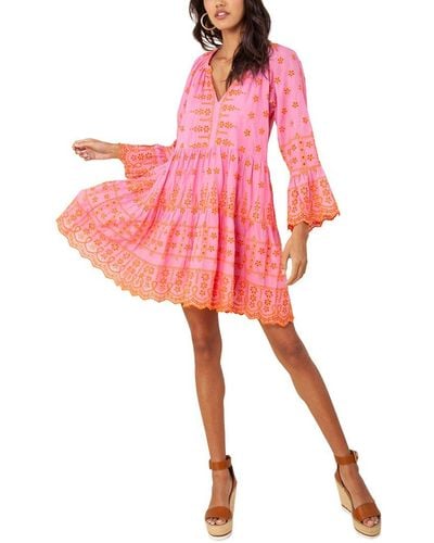 Hale Bob Solid Tiered Mini Dress - Pink