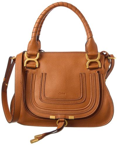 Chloé Marcie Small Leather Satchel - Brown