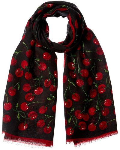 Dolce & Gabbana Cherry Print Cashmere-blend Scarf - Red
