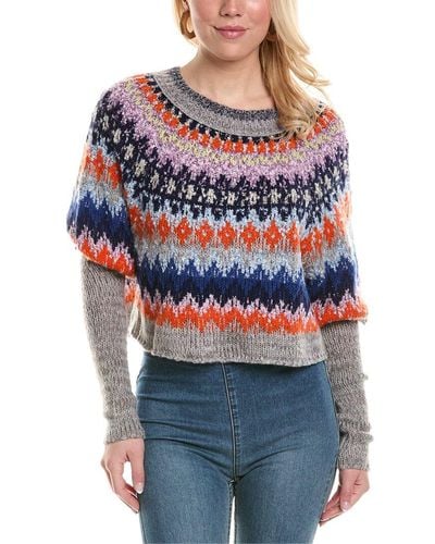 Free People Home For The Holidays Wool-blend Sweater - Grey