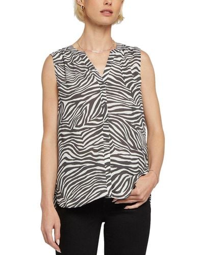 NYDJ Sleeveless Pintuck Blouse - Gray