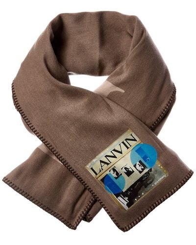 Lanvin Logo Wool & Silk-blend Scarf - Brown