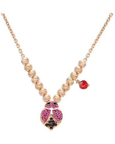Gabi Rielle Love Is Declared 14k Over Silver Crystal Ladybug Necklace - White