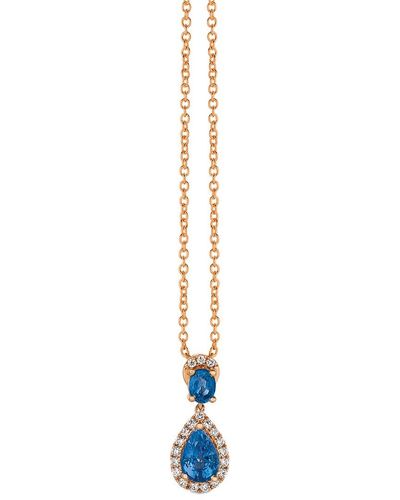Le Vian Le Vian 14k 0.76 Ct. Tw. Diamond & Blueberry Sapphire Pendant Necklace