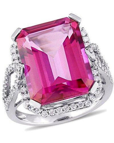 Rina Limor 14k 15.00 Ct. Tw. Diamond & Pink Topaz Ring
