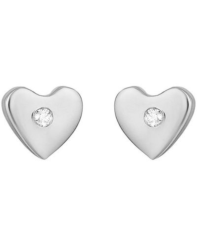 Ariana Rabbani 14k White Gold Diamond Heart Studs - Metallic