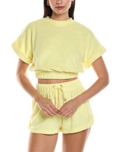 Elan Terry Cloth Crop Top - Yellow