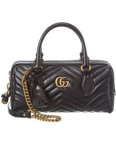 Gucci Gg Marmont Small Leather Satchel - Black