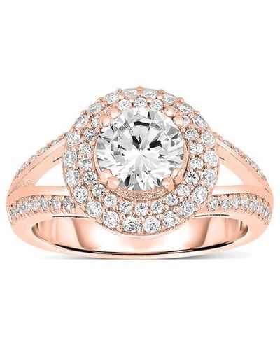Genevive Jewelry 14k Rose Over Silver Cz Ring - Pink